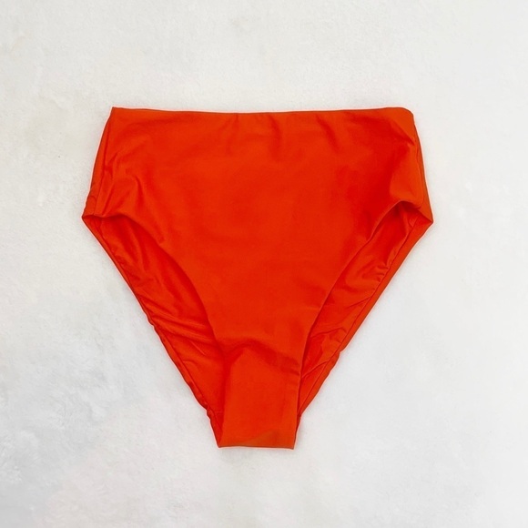 NEW Anthropologie Classic High Waisted Bikini Bottoms In Bright Orange - Picture 4 of 7